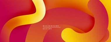 Soyut akışkan şekiller, sıcak renkler karışımı. Gradyan arka plan dinamik görsel efekt yaratır. Modern tasarım ögesi.