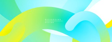 Soyut sıvı şekiller, canlı renklerin karışımı. Modern tasarım, pürüzsüz eğimler dinamik kompozisyon yaratır. Hafif, havadar.