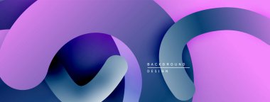 Soyut sıvı şekiller, canlı mor, mavi renkler. Modern tasarım, pürüzsüz eğimler dinamik kompozisyon yaratır. Minimalist estetik.