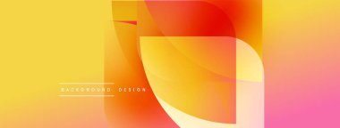 Soyut renkli tasarım. Üst üste binen şekiller dinamik değişim etkisi yaratır. Sıcak tonlar kompozisyona hükmediyor, enerji ve hareket öneriyor..