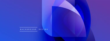 Soyut mavi tasarım üst üste binen şekiller, gradyanlar. Sancaklar, arka planlar, sunumlar için modern estetik. Minimalist stil.