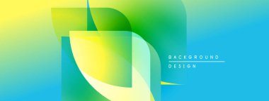 Soyut gradyan şekiller çakışıyor. Parlak sarı, yeşil, turkuaz renkler düzgün bir şekilde harmanlanır. Arka planlar için modern tasarım ögesi.