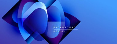 Soyut mavi tasarım üst üste binen şekiller, gradyanlar. Modern, dinamik kompozisyon görsel ilgi yaratır. Metin arkaplan tasarımı okur.