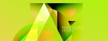 Soyut geometrik şekiller örtüşür, parlak sarı ve yeşil renkler yaratır. Modern tasarım elementleri dinamik görsel deneyim önerir.