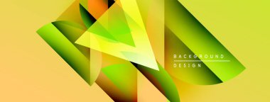 Soyut geometrik şekiller örtüşür, parlak sarı ve yeşil renkler yaratır. Modern tasarım dinamik kompozisyon, pürüzsüz geçişler içerir.