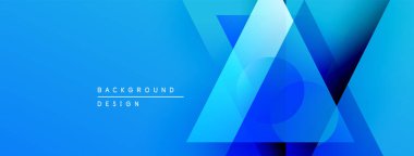 Soyut mavi arkaplan. Geometrik şekiller, dinamik görsel efekt oluşturur. Sancaklar ve sunumlar için modern tasarım uygun.