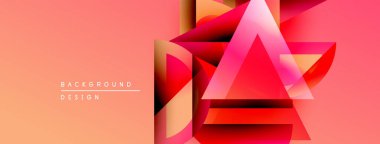 Soyut geometrik şekiller örtüşür, canlı kırmızı turuncu renk değişim etkisi yaratır. Arkaplanda pürüzsüz renk değişimi var. Tasarım metin ögelerini içerir.