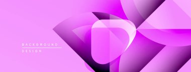 Soyut pembe dizayn özellikleri üst üste binen şekiller, gradyanlar. Dijital projeler ve sunumlar için modern arkaplan uygun. Düz eğriler dinamik görsel efekt yaratır.