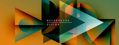 Soyut geometrik bileşim. Turuncu, yeşil renkler harmanlanmış. Modern tasarım elementleri dinamik görsel doku oluşturur. Minimalist metin mevcut.