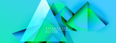 Soyut geometrik şekiller örtüşüyor, canlı turkuazlar yaratıyor, yeşil gradyanlar. Metin, kompozisyon içerisindeki arkaplan tasarımını okur. Modern, temiz estetik.