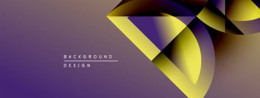 Soyut geometrik şekiller örtüşüyor, parlak mor renkler yaratıyor, altın renkleri. Arkaplan ve sunumlar için modern tasarım ögesi.