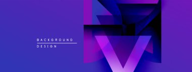 Soyut mor tasarım katmanlı geometrik şekiller içerir. Parlak merkezi V şekli odağı çeker, modern görsel etki yaratır.