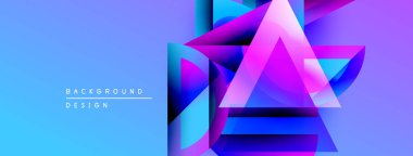 Soyut geometrik şekiller örtüşür, parlak mavi ve pembe renkler yaratır. Modern tasarım elementleri teknoloji ve yenilik öneriyor. Arkaplan metni arkaplan tasarımı okur.