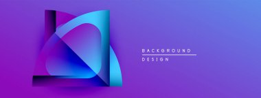 Soyut geometrik şekiller örtüşüyor, canlı mor, mavi bir eğim yaratıyor. Arkaplan ve sunumlar için modern tasarım ögesi.