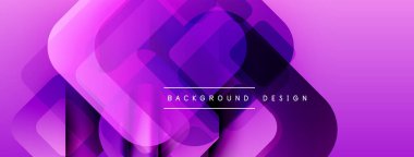 Soyut mor tasarım üst üste binen kareler, gradyanlar. Modern estetik dijital arkaplanlar ve sunumlar için uygundur.