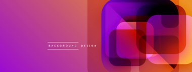 Soyut eğim arkaplanı. Üst üste binen kareler modern görsel efektler yaratır. Mor, turuncu renkler kompozisyona hakim. Basit metin arkaplan tasarımı okur.