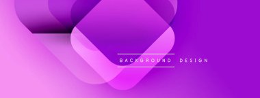 Mor soyut şekiller dinamik arkaplan oluşturur. Metin, kompozisyon içerisindeki arkaplan tasarımını okur.