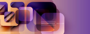 Soyut geometrik şekiller örtüşür, canlı bir değişim etkisi yaratır. Mor, turuncu renkler tasarımda baskın. Modern arkaplan ögesi.