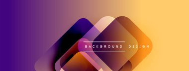 Soyut eğim arkaplanı. Üst üste binen şekiller modern görsel efektler yaratır. Mor, turuncu renkler kompozisyona hakim. Basit metin arkaplan tasarımı okur.