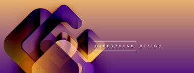 Soyut geometrik şekiller örtüşür, canlı bir değişim etkisi yaratır. Turuncu, mor renkler tasarımda baskın. Modern, şık arkaplan.