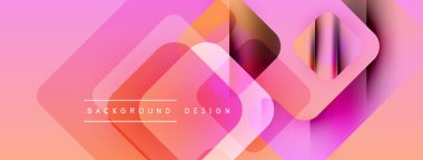 Soyut geometrik şekiller örtüşüyor, canlı pembe, turuncu renkler yaratıyor. Modern tasarım öğeleri akıcılığı ve dinamizmi akla getiriyor. Arkaplan metni arkaplan tasarımı okur.