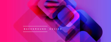 Soyut geometrik şekiller örtüşüyor, canlı pembe, mor renkler yaratıyor. Modern tasarım elementleri teknoloji ve yenilik öneriyor. Arkaplan metni arkaplan tasarımı okur.