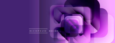 Soyut mor tasarım katmanlı kareler, gradyanlar, pürüzsüz geçişler içerir. Modern estetik dijital arkaplanlar için uygundur.