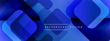 Soyut mavi tasarım üst üste binen kareler, gradyanlar, dinamik kompozisyon. Modern estetik, arka planlar ve sunumlar için uygun..