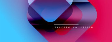 Soyut renkli şekiller çakışıyor. Renkler maviden pembeye karışıyor. Arkaplan ve sunumlar için modern tasarım ögesi.
