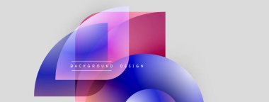 Soyut şekiller örtüşüyor, canlı renk değişimleri yaratıyor. Açık gri arka planda pembe mavi renkte modern tasarım. Minimalist estetik.
