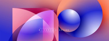 Soyut renkli arkaplan. Üst üste binen şekiller dinamik görsel efekt yaratır. Gradyan renkler düzgün bir şekilde harmanlanarak modern estetik sunuyor..