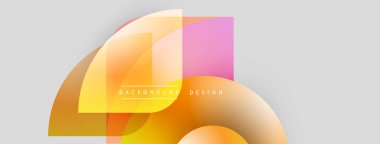 Soyut şekiller örtüşüyor, canlı renk değişimleri yaratıyor. Yumuşak gölgeler derinliği, modern tasarım estetiği önerir. Minimalist kompozisyon, hafif arkaplan.