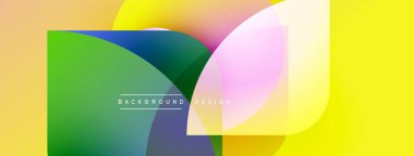 Soyut renkli şekiller çakışıyor. Gradyan renkler dinamik görsel efekt yaratır. Arkaplan ve sunumlar için modern tasarım ögesi.