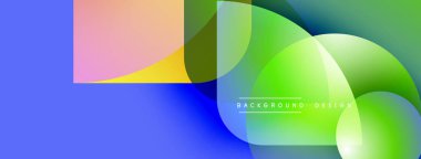 Soyut renkli şekiller çakışıyor. Gradyan maviler, yeşiller, pembeler dinamik görsel efektler yaratır. Arka planlar için modern tasarım ögesi.