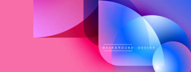 Soyut sıvı şekiller, canlı renkler. Pembe, mavi gradyanlar modern arkaplan tasarımı yaratır. Düz eğriler, dinamik bileşim.