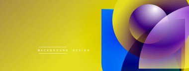 Soyut geometrik şekiller örtüşüyor, canlı renk eğimleri yaratıyor. Sarı arkaplan metin arkaplan tasarımı içerir. Modern görsel kompozisyon.