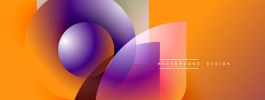 Soyut geometrik şekiller, canlı renklerin karışımı. Turuncu, mor renkler kompozisyona hakim. Arka planlar için modern tasarım ögesi.
