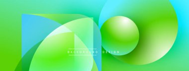 Soyut gradyan şekiller örtüşür, canlı bir zemin oluşturur. Modern tasarım pürüzsüz geçişler, serin renkler içerir. Metin arkaplan tasarımı okur.