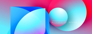 Soyut, enerjik şekiller çakışıyor. Mavi, pembe, cyan gradyanlar modern arkaplan tasarımı yaratır. Mevcut en küçük metin.