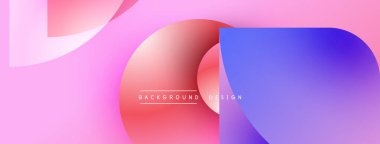 Soyut şekiller pembe, kırmızı ve mavi renkleri harmanlıyor. Modern tasarım üst üste binen formlar, dinamik görsel doku yaratıyor. Metin arkaplan tasarımı okur.