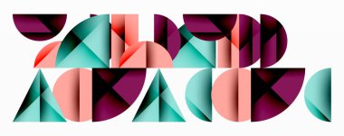 Soyut geometrik şekiller renkli bileşimler oluşturur. Modern tasarım üst üste binen formlar, canlı renkler, temiz çizgiler.