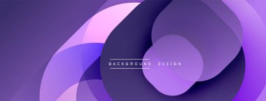 Soyut mor arkaplan. Üst üste binen daireler dinamik görsel efekt yaratır. Sancaklar ve sunumlar için modern tasarım uygun.