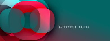 Soyut tasarım, üst üste binen daireler, canlı renkler, deniz mavisi gradyanı. Arka planlar ve sunumlar için modern estetik.