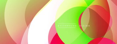 Soyut renkli arkaplan. Üst üste binen şekiller dinamik görsel efekt yaratır. Yumuşak eğimler, modern tasarım elementleri mevcut.