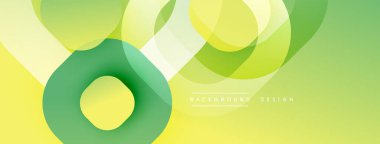 Soyut sarı, yeşil daireler kesişiyor. Modern tasarım, pürüzsüz gradyanlar dinamik görsel efekt yaratır. Geçmişi tazeliği ve enerjiyi akla getiriyor.