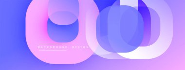 Soyut tasarım özellikleri üst üste binen eğriler, gradyanlar. Mor, mavi renkler modern, dinamik görsel efekt yaratır. Minimalist stil.