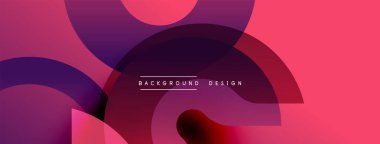 Soyut geometrik şekiller örtüşüyor, canlı pembe, mor renkler yaratıyor. Modern tasarım elementleri dinamik görsel deneyim önerir.
