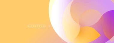 Soyut sıvı şekilleri örtüşür ve canlı bir değişim etkisi yaratır. Sıcak sarı geçişler serin mor renklere dönüşür. Modern tasarım ögesi.