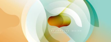 Soyut çemberler çakışıyor, yumuşak eğimler yaratıyor. Sıcak şeftali serin deniz mavisi ile harmanlanır. Tasarım metin arkaplanı, tasarım.