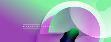 Soyut gradyanlar mor, yeşil renkleri harmanlarlar. Üst üste binen şekiller dinamik görsel efekt yaratır. Minimalist metin arkaplan tasarımı okur.